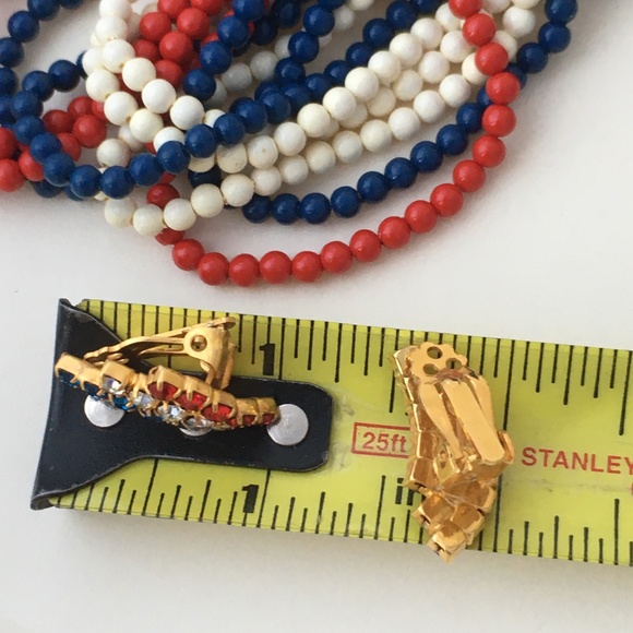 Vintage Red White & Blue American Clip Earrings - Picture 7 of 8